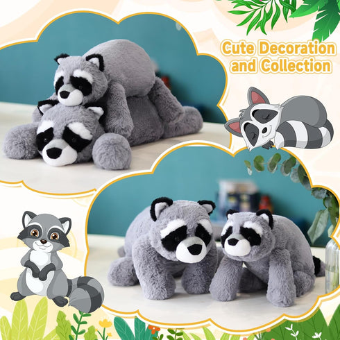 Slojkardon 17in Raccoon Plush, Weighted Raccoon Stuffed Animals, Cute Plush Toys Realistic Raccoons Body Pillow Hug