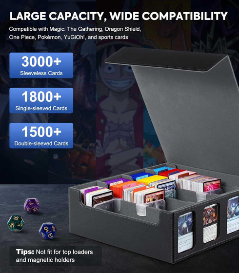 MoKo Card Storage Box for Trading Cards, 3000+ MTG Deck Box with 24 Colorful Dividers & 4 Card Supporters