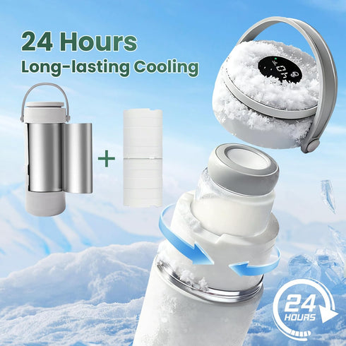HOKORIIKU 22oz 360 24H, Set 2 Portable Breast Milk Cooler Breastmilk Chiller with Temp Display, Total Cooling Keeps