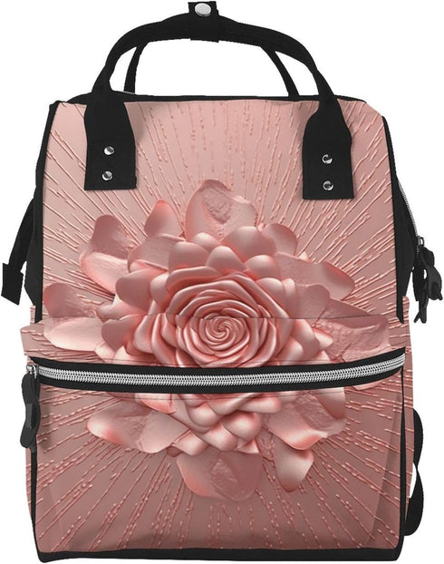 HCBPWVQA Rose Gold Diaper Bag with Changing Pad and Pacifier Holder, Multifunction Laptop