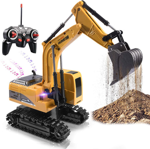 Construction Excavator Toy - Kids Toy Engineering Digger Truck, Remote Control Rechargable