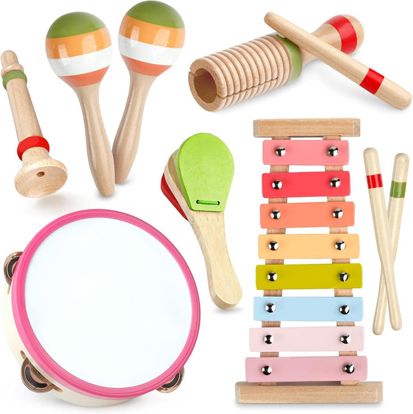 Rmischolar Baby Musical Instruments - Montessori Wooden Musical Toys for Toddlers 1-3, Xylophone