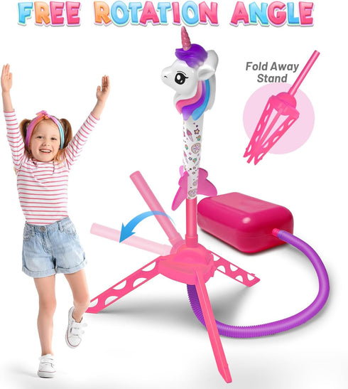 beefunni Unicorn Rocket Launcher - 4 Unicorn Outdoor Toys for Kids, Christmas Birthday Gifts for Ages 2-8