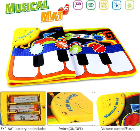 25 1 2 3+ Cyiecw Piano Mat, Toddler Toys Musical Mat with Music Sounds Floor Piano Keyboard Mat Carpet Touch Playmat