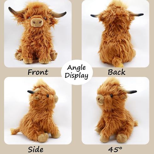 Highland Cows Plush Toy, Stuffed Animal, Cute Scottish Highland Cows, 11 in, Christmas Birthday Present for Adults Boys
