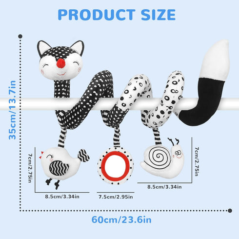 Black and White High Contrast Baby Toys for Newborn, Car Seat and Stroller Toys for 0-12 Months, Best Gift for Infants