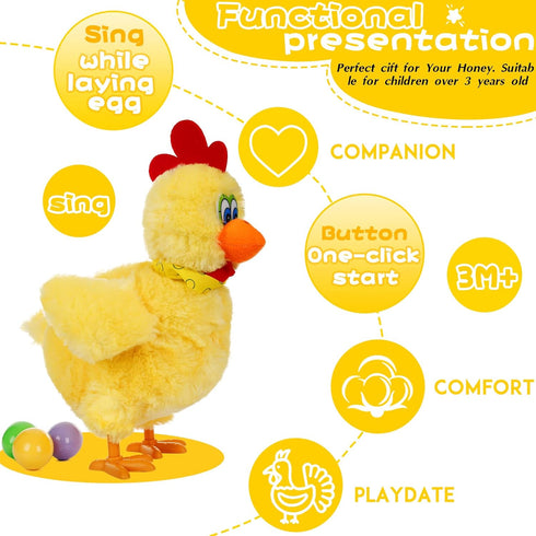 Electric Chicken Stuffed Animal Toy | Dancing Chicken Plush Toy with Sound and Music
