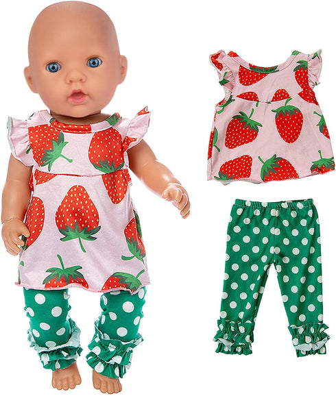 5 Sets 14-18 Inch 43cm 15 Inch Ecore Fun Baby Doll Clothes and Headbands Outfits Pjs Baby Doll Accessories for New Born