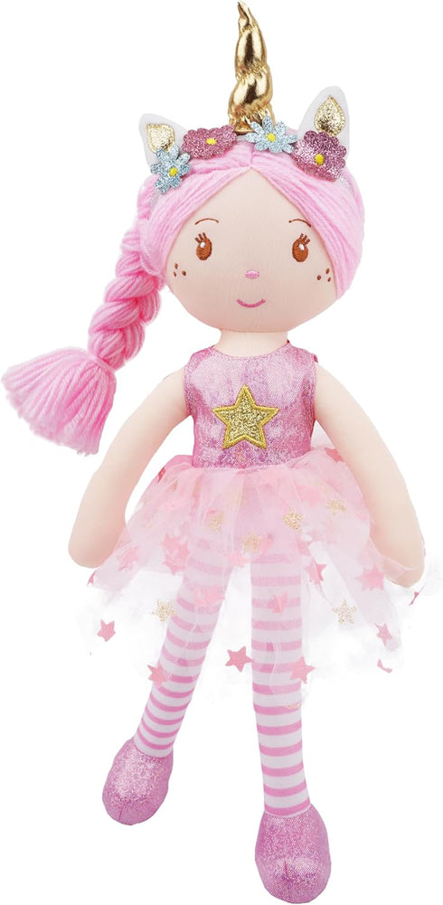 June Garden 16" Unicorn Doll Anya - Pink Hair Plush Rag Doll