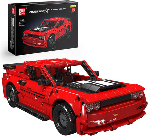 Mould King Challenger Pull Back Car Building Kits - 15080 Super Car Model, Scale Sports Cars Blocks for Ages 8+ (738