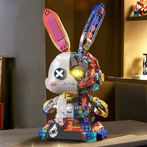 Set Sets 12+, 1377PCS Mechanical Rabbit Building - Punk Style Animal Collection Toy Robot Bunny with LED Light Neon