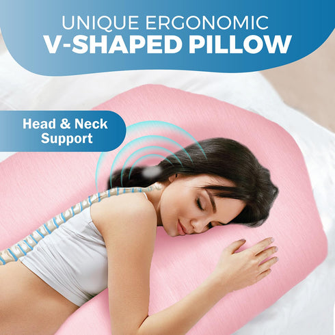 57inch PILLANI Pregnancy Pillows for Sleeping - V C U Shaped Full Body Pillow with Removable Cover, Cooling Maternity