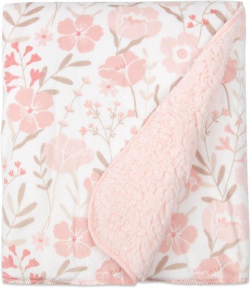 Baby Essentials Sherpa Fleece Baby Blanket 35x30 Super Soft, Warm Reversible Baby