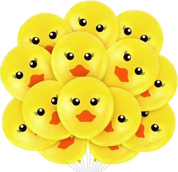 60 Yellow Duck Balloons - Cartoon Duck Printed Latex Balloons for Wedding, Birthday, Baby Shower & Classroom Decoration