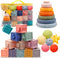Montessori Toys for Babies, Soft Stacking Building Blocks, Rings, Balls Sets, 3 in 1 Baby Toys Bundle for 6-12 Months,