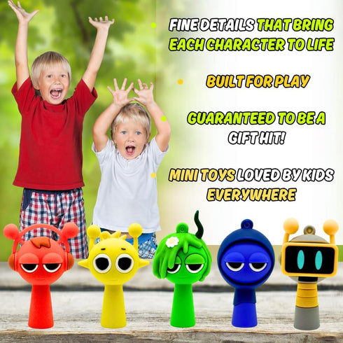 Set 1 2 (10 Mini Toys Figures Sky, Mr. Fun Computer, Simon & More Collectible Phase & Action Figures, Kid-Favorite Mini