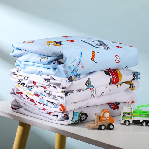 VitalCozy 4 Set 52 28 8 Inches Pcs Construction Truck Crib Sheet Baby Sheet Newborn Bedding Nursery Crib Sheets