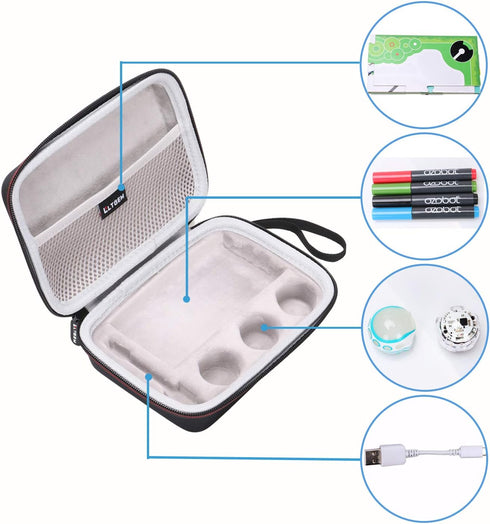 LTGEM Carrying Case for Bit Coding Robot, Fits USB Charging Cable, 4 Color Code Markers, Case Only