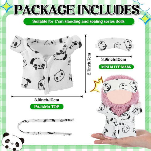 Simgoing 17cm Set 17cm Doll Clothes Pajamas with Eye Mask Good Night Bathrobe, Bathrobe Belt Outfit Gifts Fits Most
