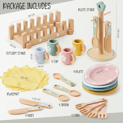3-5, 3 4 5 6 Toyssa Wooden Play Kitchen Accessories Montessori Toys for Toddlers Play Dishes for Kids Kitchen