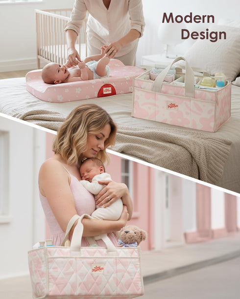Tiny Marvels Diaper Caddy Organizer for New Parents, Water-Resistant Baby Diaper Caddy, Newborn Essentials Registry