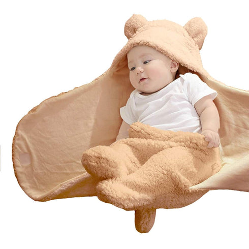 XMWEALTHY Cute Newborn Baby Boys Girls Plush Swaddle Blankets - Brown Color