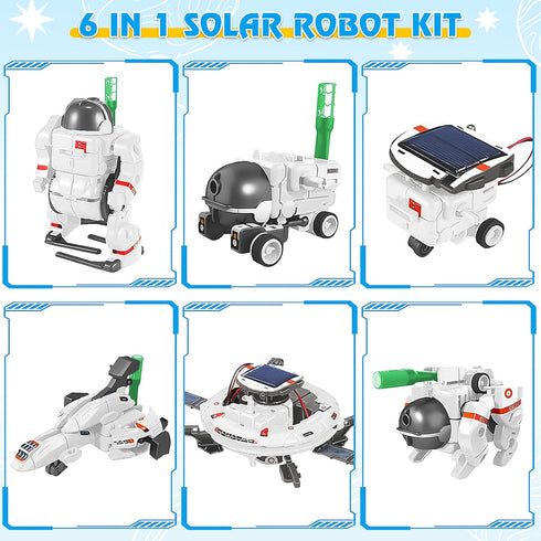 STEM Projects for Kids Ages 8-12, 6-in-1 Solar Robot Kit, Space Toys for 10-Year-Old Boy Girl Gift, Science Kits