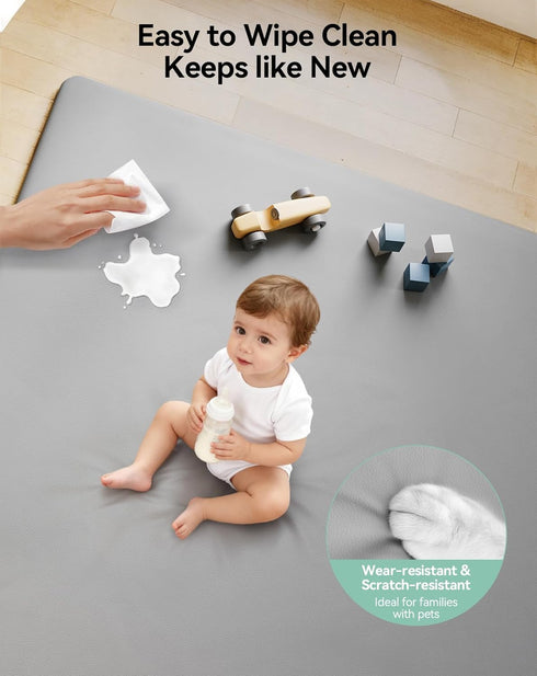50 50 COMOMY Vegan Leather Baby Play Mats for Floor, x Play Mat for Playpen, Thickened High-Density Foam Playmats