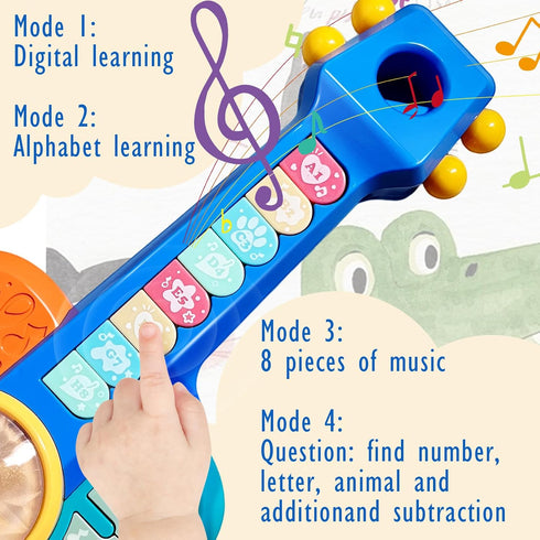 SailStart 1-2 12-18-24 Toddlers Guitar Musical Toys for Year Old Boy/Girl, Multiple Modes with Piano Keys, Animal