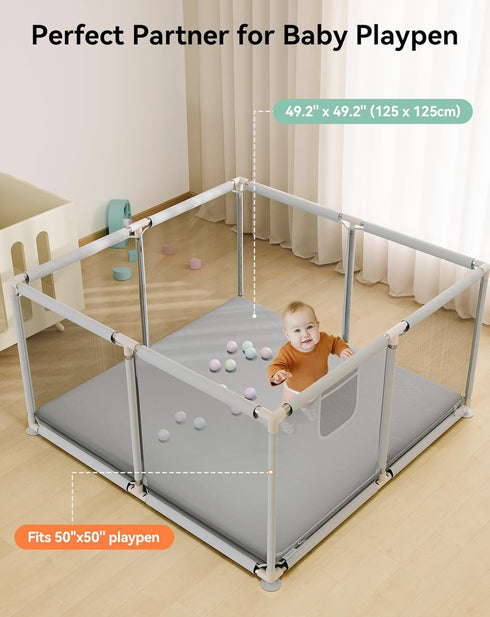 50 50 COMOMY Vegan Leather Baby Play Mats for Floor, x Play Mat for Playpen, Thickened High-Density Foam Playmats