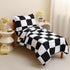 Set, Set, 4 Set Caressma Checkered Toddler Bedding Classic Black and White Plaid Bed Fluffy Grid Buffalo Plaid Pieces