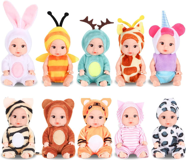 Vueos 10 Pcs 4 Inch Mini Baby Dolls Playset Lifelike Realistic Baby Dolls