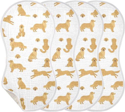 2 Pack vvfelixl Muslin Burp Cloths Golden Retriever Dogs Baby Washcloths for Baby Girl Boys