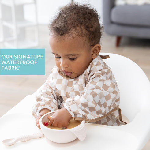 6-24 -2 Pack Bumkins - Sleeved Bib -For Boys & Girls, Babies & Toddlers Months - Lightweight, Durable, Waterproof