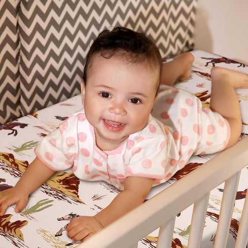 Mindsoft 2 24 38 Set Pack Pcs x in Western Cowboy Infant Crib Sheets Mini Portable Crib Sheet Newborn Bedding Nursery