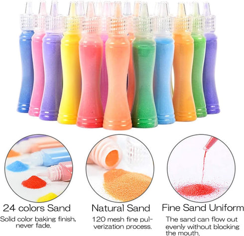 Toptime 24 41 Sand Art Kits for Kids, Bottles Colored Sand Sheets Sand Art Painting Cards, Sand Art Kit Kids' Sand Art