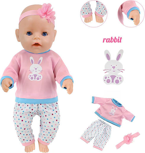 NUOXIXI 14-18 Inch 5 Sets 43cm 14-16 Inch/15 Inch/18 Inch/Girl&Boy Baby Doll Clothes Accessories Dress with Hats Socks