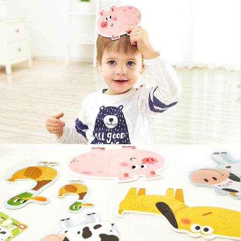 TOI Large Piece Toddler Jigsaw Puzzles, Animal Shaped Big Puzzles for Kids 2-3 Years, Preschool Learning, Farm Animals
