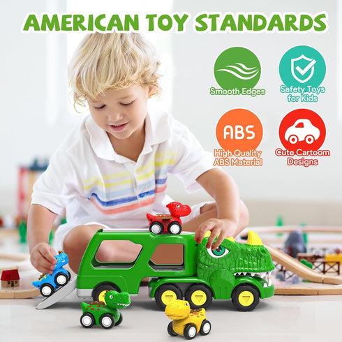 1 2 3 4 5 5-in-1 1-3 4-7 2-4 3-5 HEGUD Toddler Car Toys for Year Old Boy, Dinosaur Vehicle Trucks Toys for Toddlers