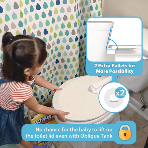 4our Kiddies Baby Toilet Lock (2 Pack) for Child Safety, Baby Proof Toilet Seat Lock with 2 Extra Pallet