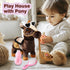 Marsjoy 3+ 11.81" 3+ Black Walking Pony Toy Musical Singing Dancing Plush Interactive Walk Along Toy Horse with Leash