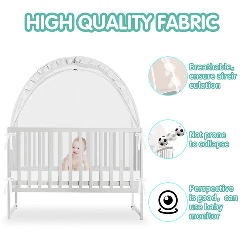 Zkaitoy Crib Tent - Crib Net to Keep Baby in, Stop Baby from Climbing Out of Crib, Pop Up Crib Tent with Durable