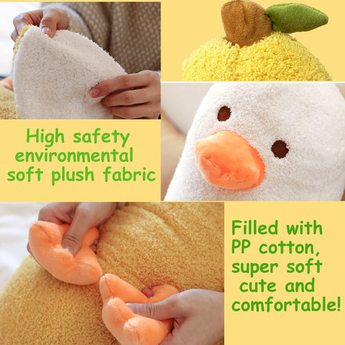 Banana Duck Plush Toy 35.5'', Cute Big Banana Stuffed Animal, Duck Plushie Long Pillow, Funny Hugging Cushion Gifts for