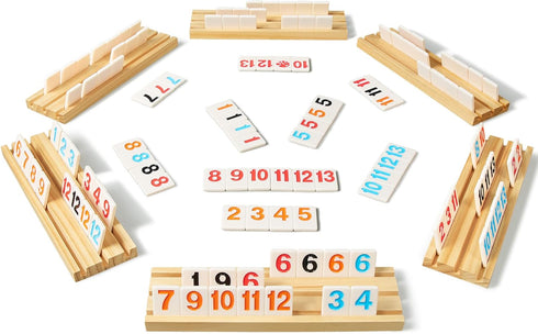 Rummy 6 160 Rummy 6 ELONGDI Cube Player Large Numbers Edition, Tiles with Wooden Racks, Portable Case & Storage Bag