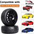 4-Pack 1:10 Scale RC On-Road Racing Tires and Wheels with Foam Inserts 12mm Hex Hub Fits for Traxxas Redcat Tamiya TT-02 (Color A)