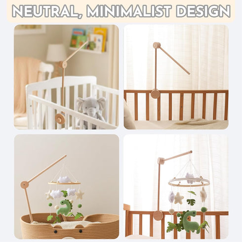Wonderoo by Wowo 360 Natural Wooden Crib Mobile Arm Foldable & Adjustable Baby Mobile Holder, Smooth Beech Wood Mobile