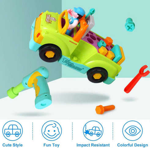 Toddler Tool Set Toy Trucks, Kids Mechanic Workbench with Electric Drill for 2 Year Old Boys