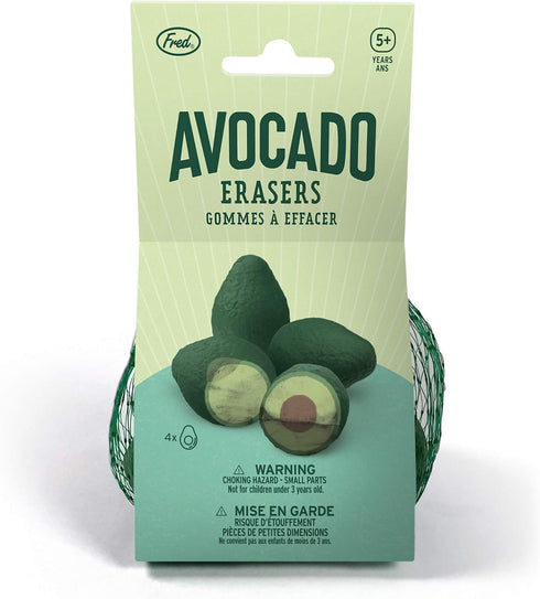 Genuine Fred Avocado Erasers, Set of 4, Green