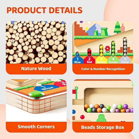 Counting 2-4,Toddler zhiwuzhu Magnetic Color and Number Maze for Montessori Toys,Wooden Matching Learning Board