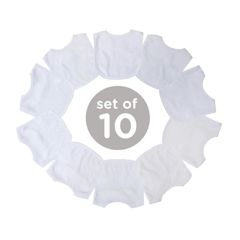 Neat Solutions 2-Ply Knit Terry Feeder Bibs, Solid Color, White, 10 Count (Pack of 1)